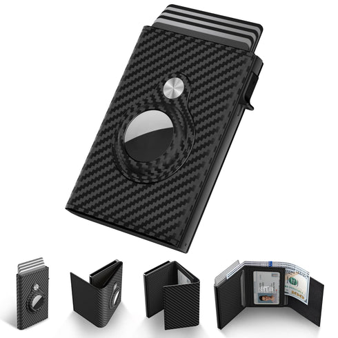 Typecase Mens Wallet Card Holder for Tracker: Leather Smart Wallet for Men Compatible with Apple Tracker, RFID Blocking, Slim, Minimalist - 9-14 Card Capacity | ID Window | Cash Slot
